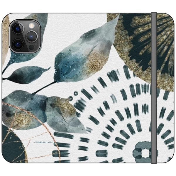 Teal Watercolor Abstract Collage Wallet Phone Case - Image 7