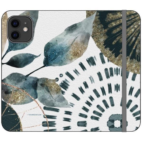 Teal Watercolor Abstract Collage Wallet Phone Case - Image 8