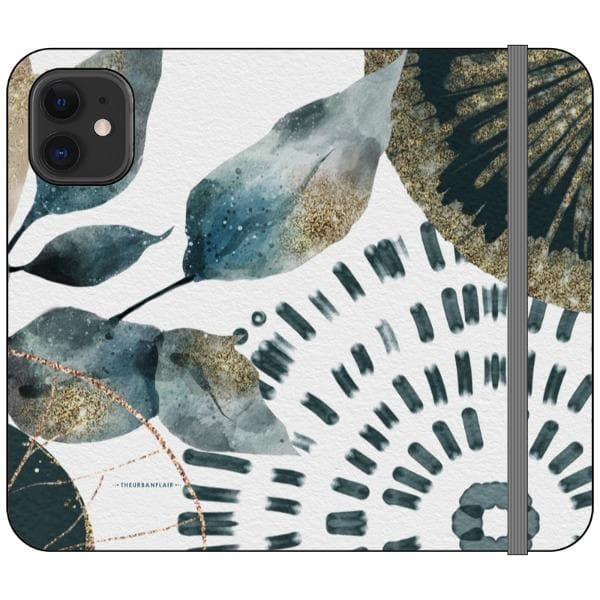 Teal Watercolor Abstract Collage Wallet Phone Case - Image 9
