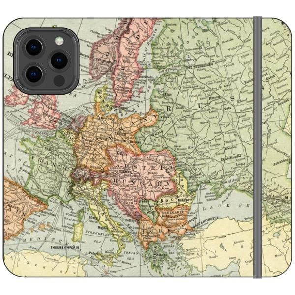 Vintage Travel Map Wallet Phone Case - Image 3